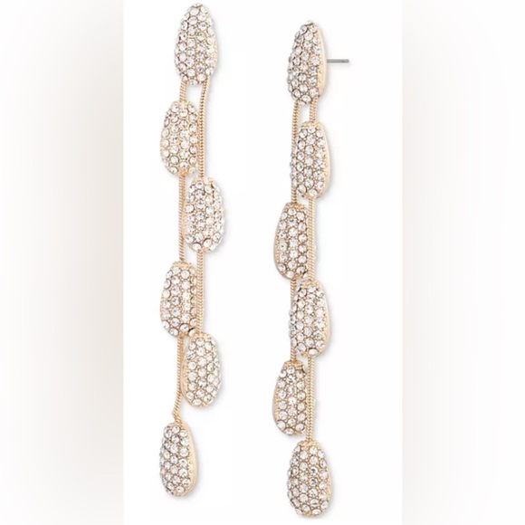 Ralph Lauren Goldtone
Pavé Pear Shape Double Row Linear Drop Earrings NWT - Picture 1 of 3